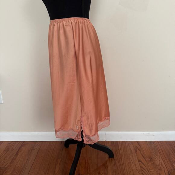 Yves Saint Laurent Vintage Lace Slip Skirt Apricot Salmon Size L - Picture 4 of 9